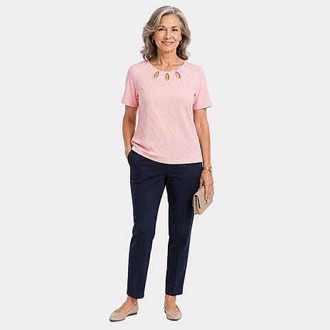 Pure And Natural Keyhole Top (Size 10-12) - Pink