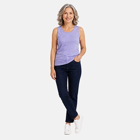 Beaumonde Vest Top (Size 10-12) - Lilac & White