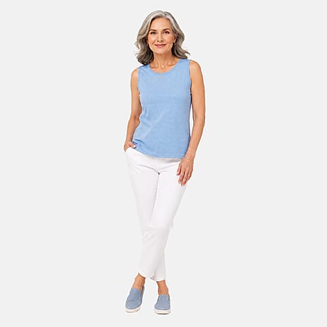 Beaumonde Vest Top (Size 22-24) - Blue & White