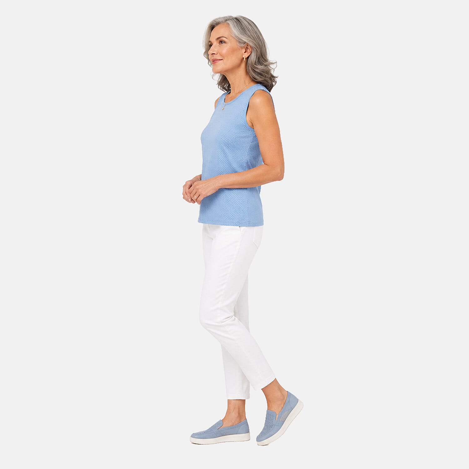 Beaumonde Vest Top (Size 22-24) - Blue & White
