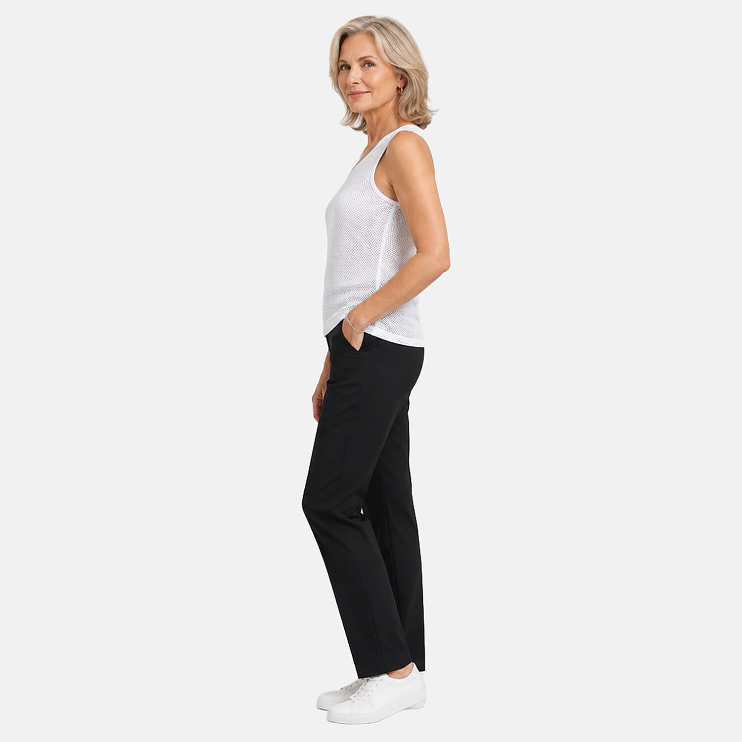 Beaumonde Vest Top (Size 18-20) - Optic White & Black