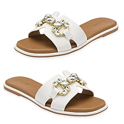Lotus Agueda Casual Slip On Slide Sandals with Chunky Chain Detail