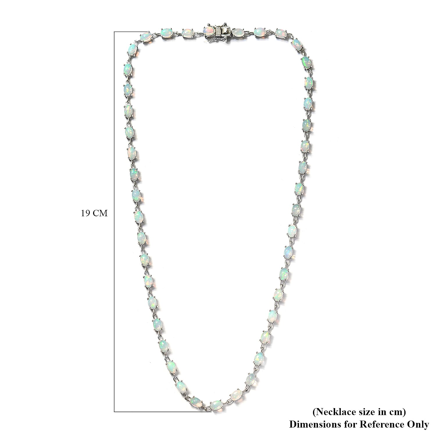 Ethiopian Welo Opal Necklace (Size - 18) in Platinum Overlay Sterling Silver 15.51 Ct, Silver Wt. 14.49 Gms