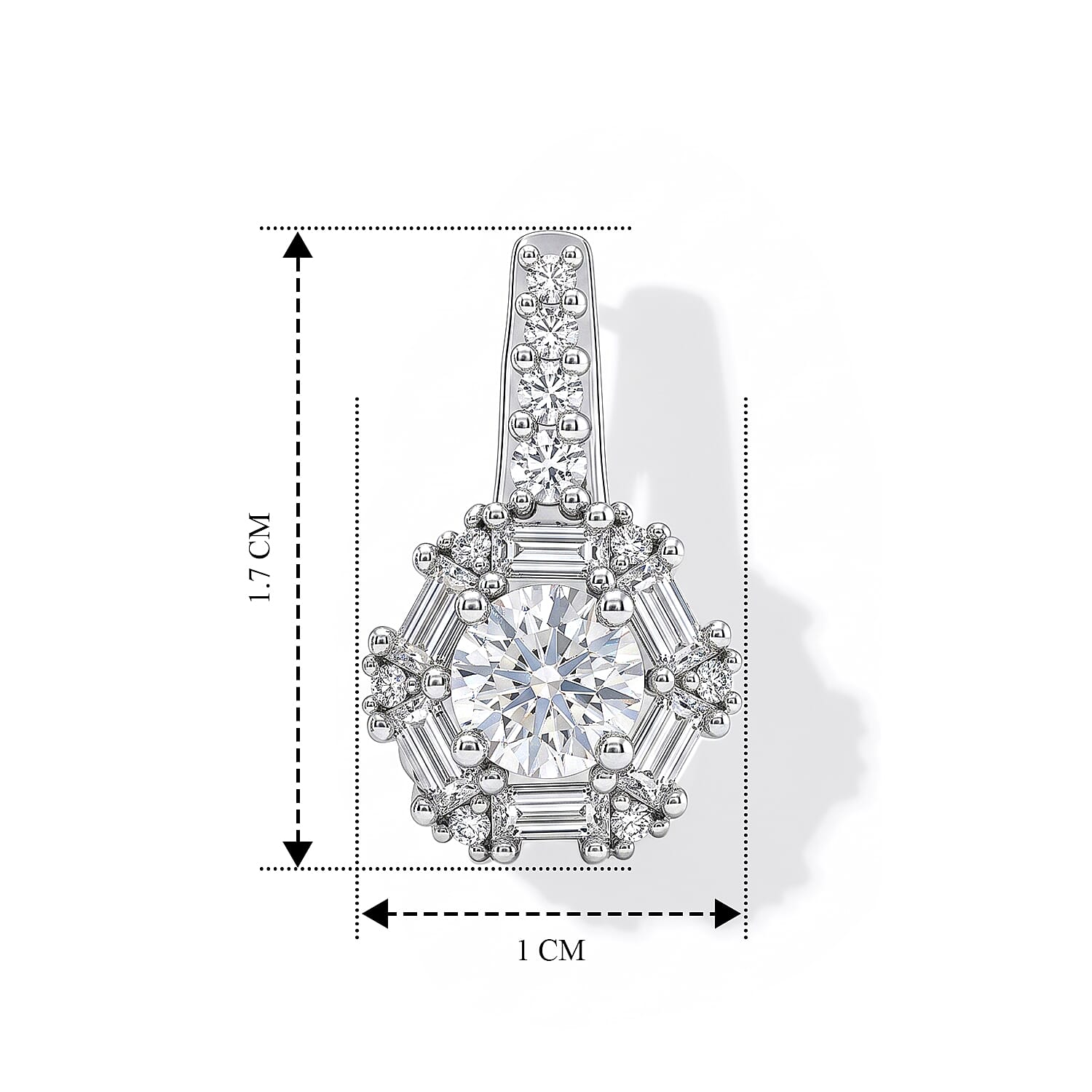 D'Joy - Moissanite Earring with Push Back in Platinum Overlay Sterling Silver 1.70 Ct.