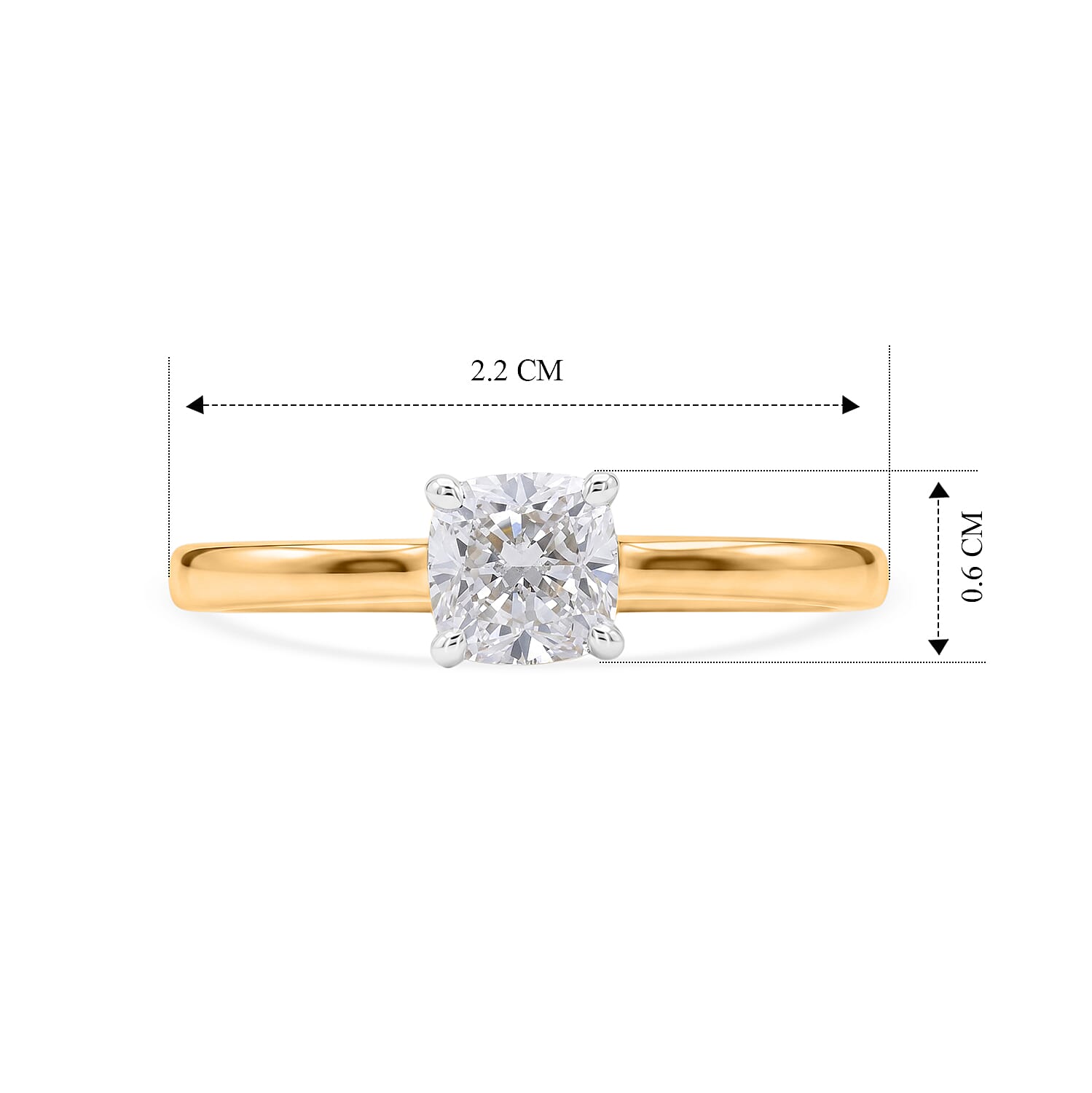 Luxuriant - Lab Grown Diamond (SI-G-H) Solitaire Ring in 18K Vermeil Yellow Gold Plated Sterling Silver 1.00 Ct.