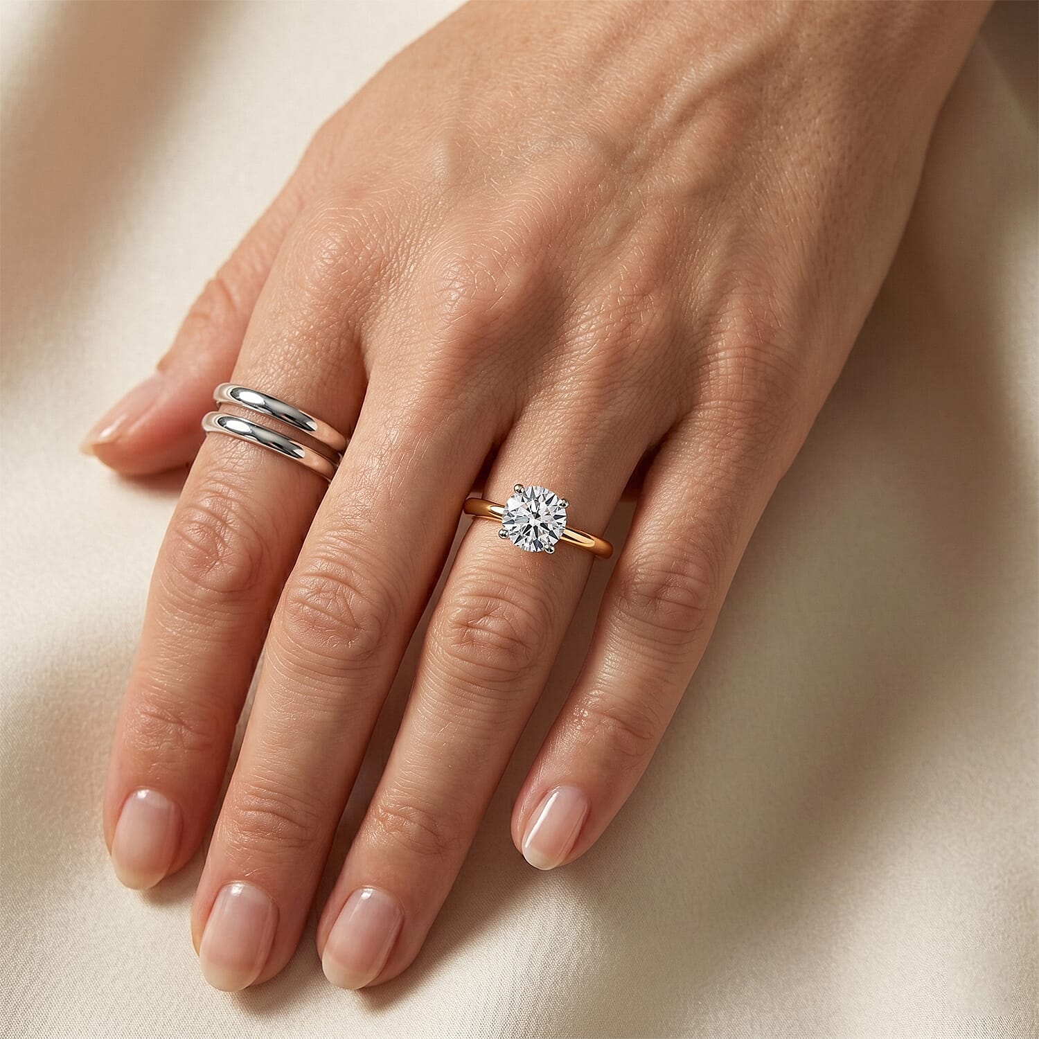 Luxuriant - Lab Grown Diamond (SI-G-H) Solitaire Ring in 18K Vermeil Yellow Gold Plated Sterling Silver 1.00 Ct.