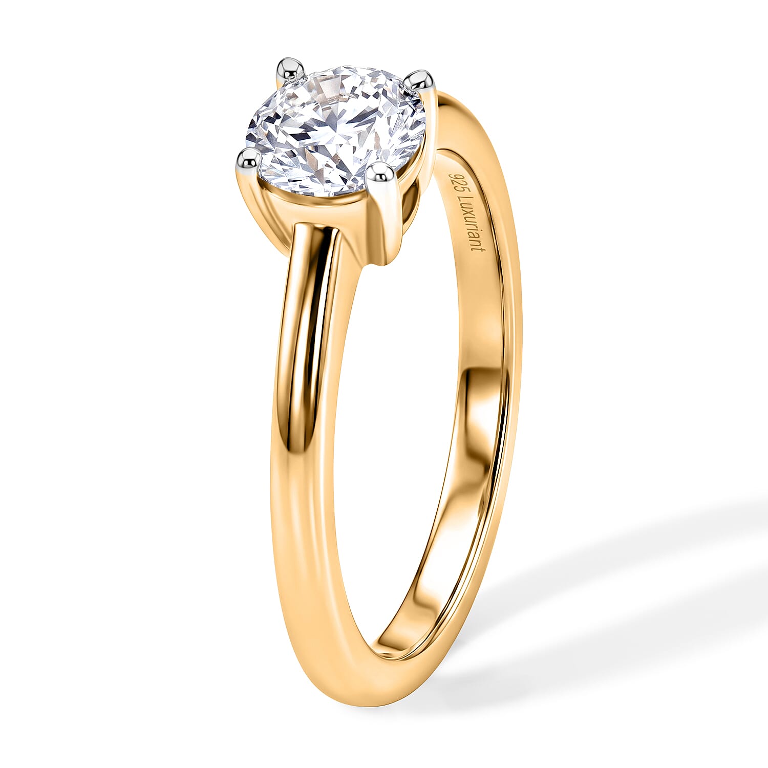 Luxuriant - Lab Grown Diamond (SI-G-H) Solitaire Ring in 18K Vermeil Yellow Gold Plated Sterling Silver 1.00 Ct.