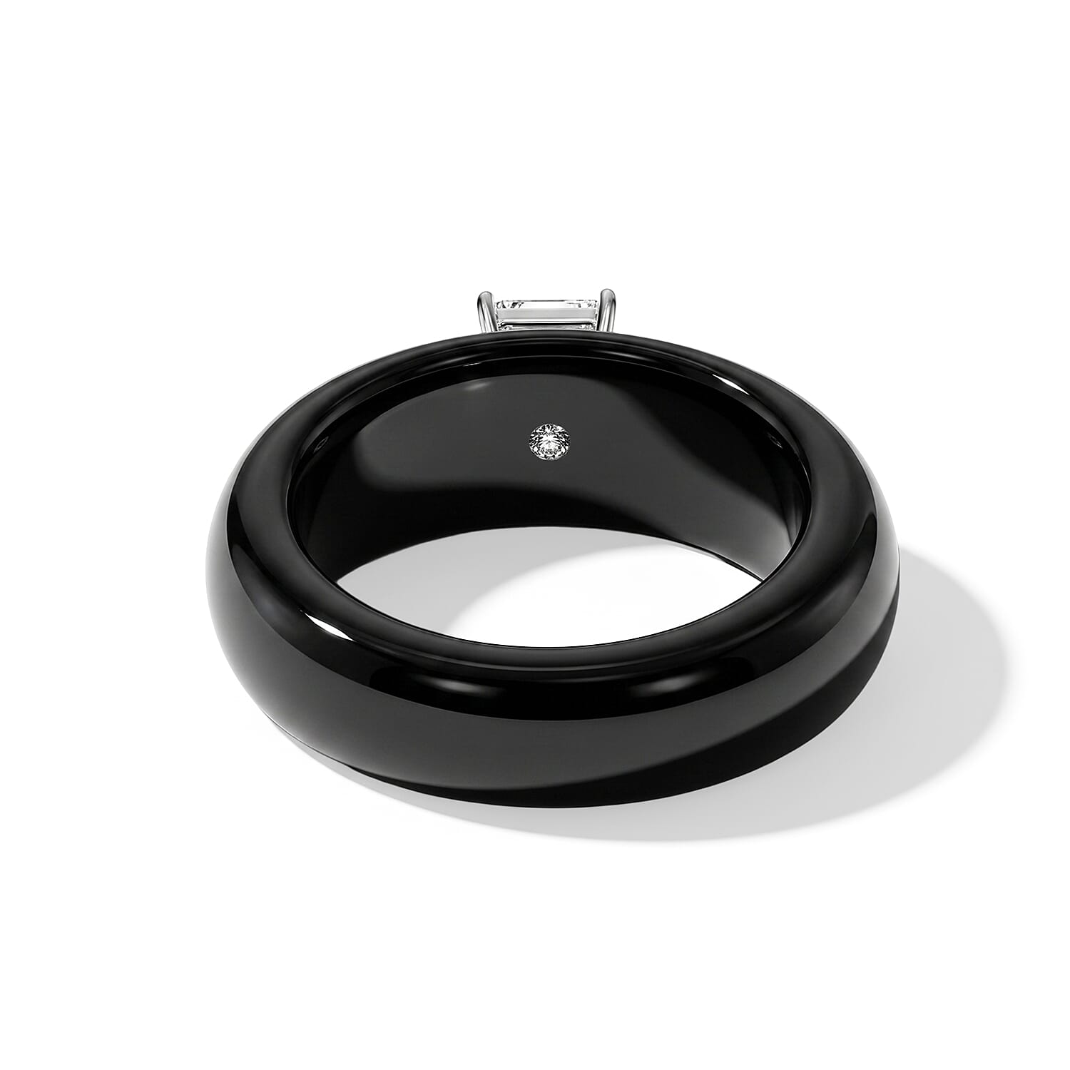 D'Joy - Black Jade & Lab Grown Diamond Ring in Rhodium Overlay Sterling Silver 24.90 Ct.