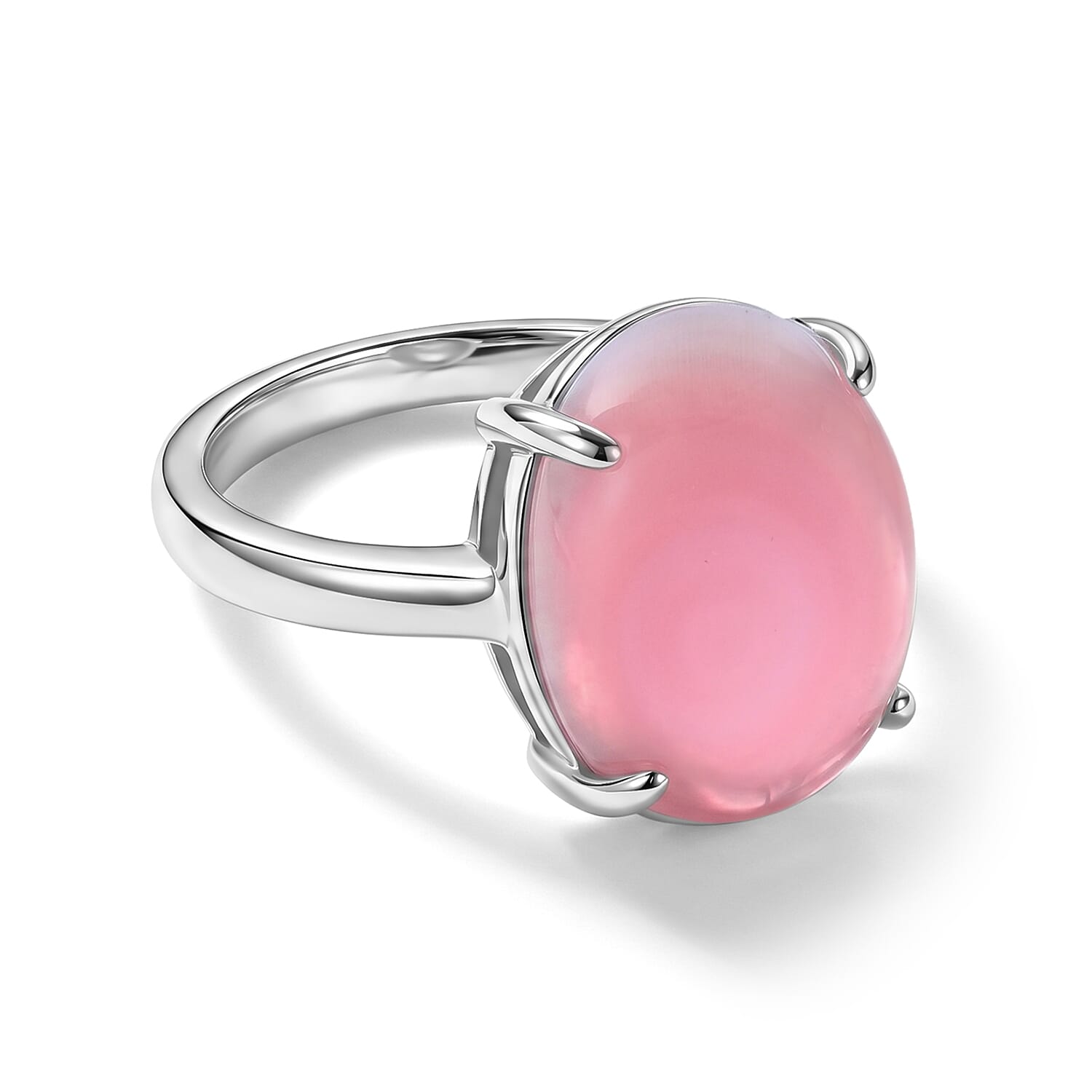 D'Joy - Pink Conch Shell Solitaire Ring in Rhodium Overlay Sterling Silver 11.80 Ct.