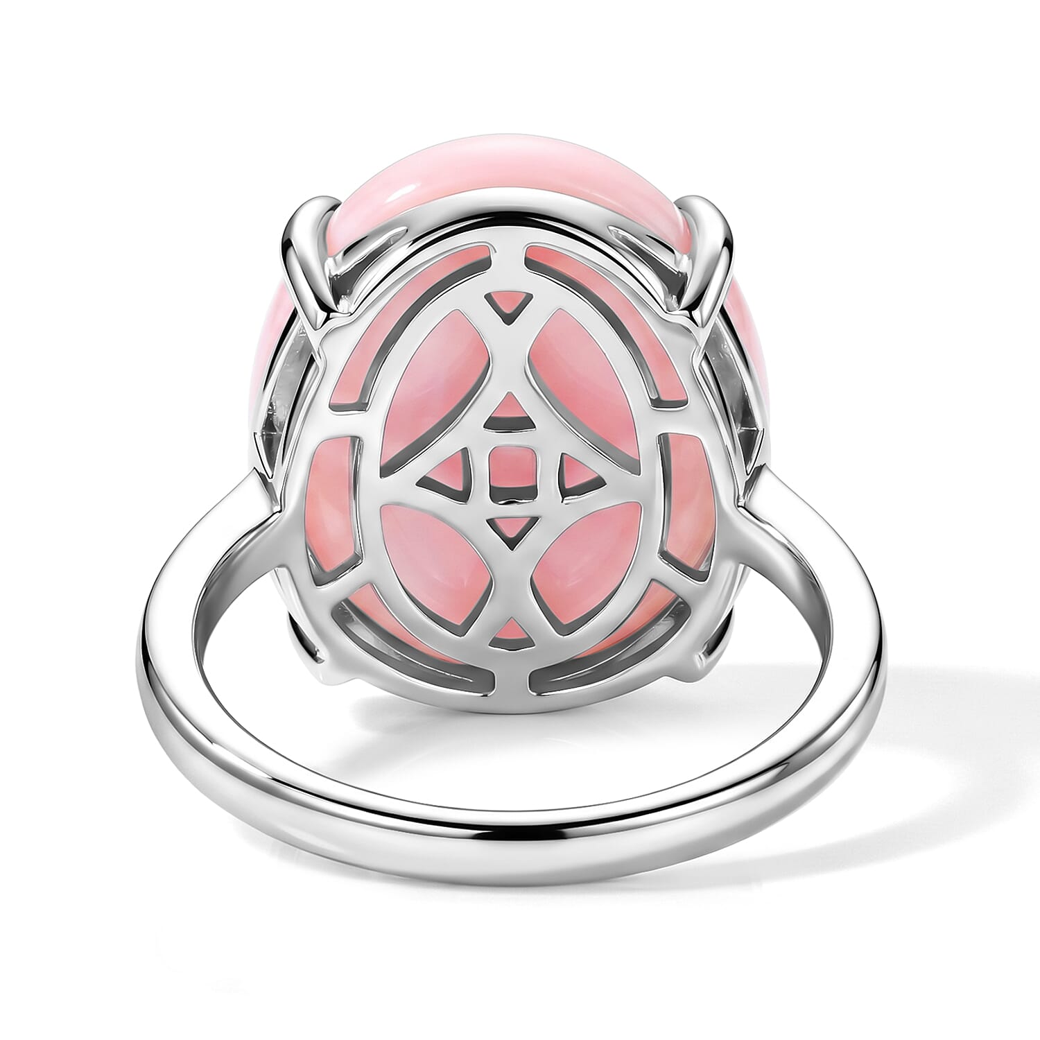 D'Joy - Pink Conch Shell Solitaire Ring in Rhodium Overlay Sterling Silver 11.80 Ct.