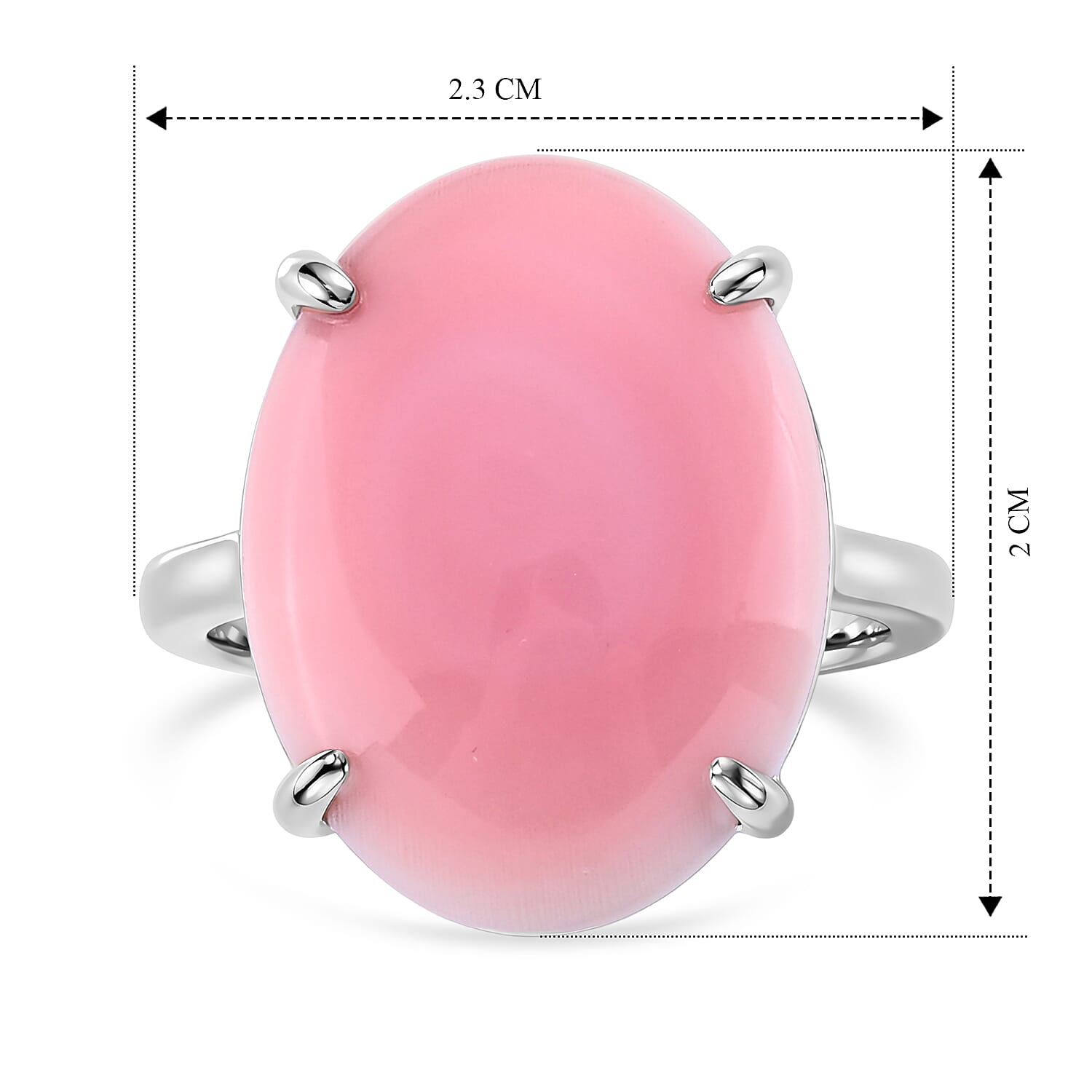 D'Joy - Pink Conch Shell Solitaire Ring in Rhodium Overlay Sterling Silver 11.80 Ct.
