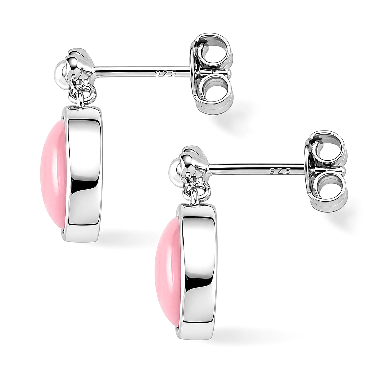 D'Joy - Pink Conch Shell & Fresh Water Pearl Floral Earring with Push Back in Rhodium Overlay Sterling Silver 3.70 Ct.