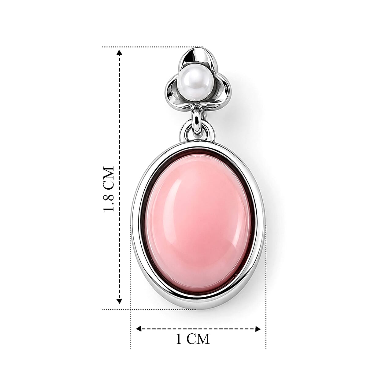 D'Joy - Pink Conch Shell & Fresh Water Pearl Floral Earring with Push Back in Rhodium Overlay Sterling Silver 3.70 Ct.