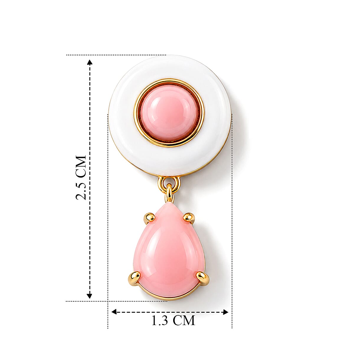 D'Joy - Pink Conch Shell Drop Earring with Push Back in Yellow Gold Plated Sterling Silver 4.60 Ct.