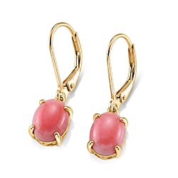D'Joy - Pink Conch Shell Solitaire Lever Back Earring in Rhodium Overlay Sterling Silver