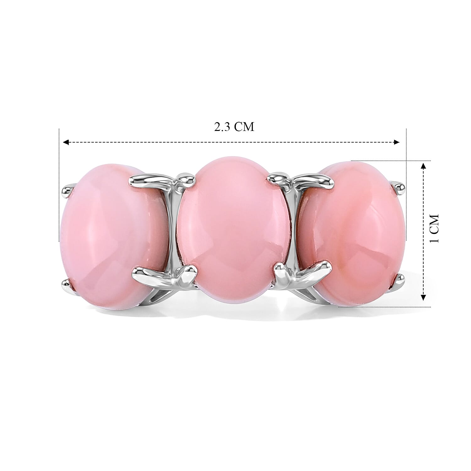 D'Joy - Pink Conch Shell Trilogy Ring in Rhodium Overlay Sterling Silver