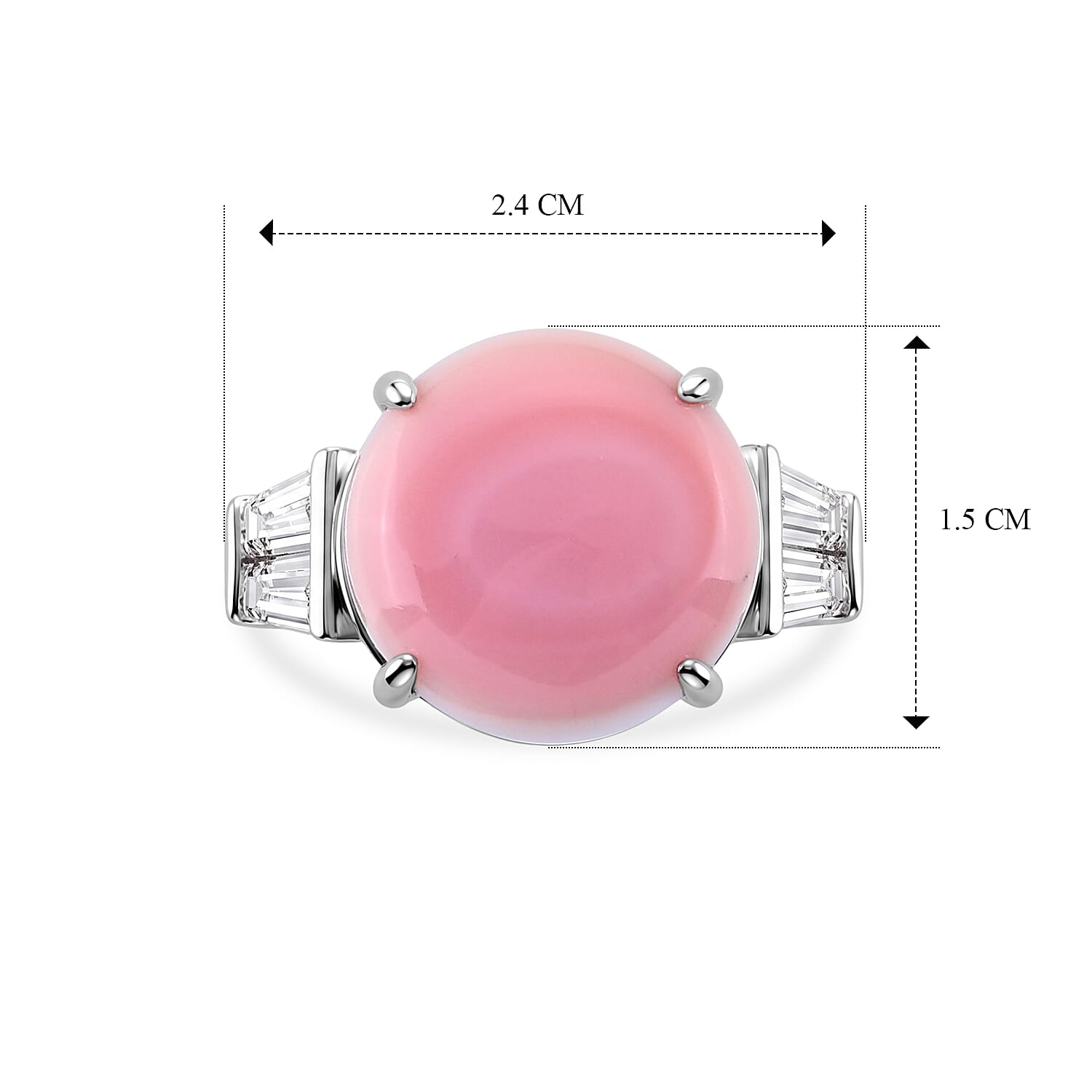 D'Joy Pink Conch Shell, Moissanite Solitaire Ring in Rhodium OverlaySterling Silver  32.640  Ct.