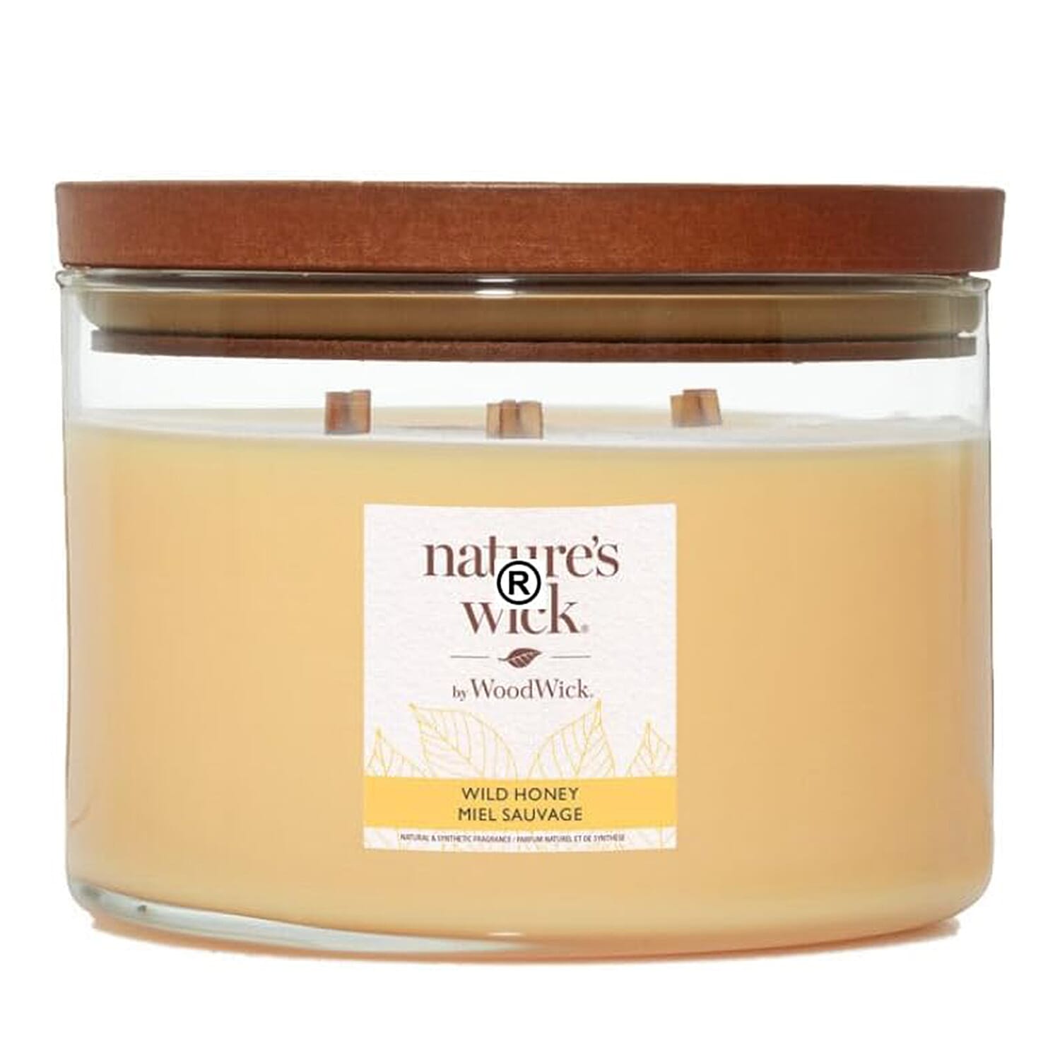Natures Wick - Wild Honey Three Wick Woodwick Large Jar - Cream