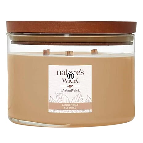 Natures Wick - Golden Hay Three Wick Woodwick Large Jar - Brown