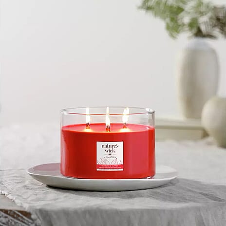 Natures Wick - Redberry & Nutmeg Woodwick Large Jar - Red