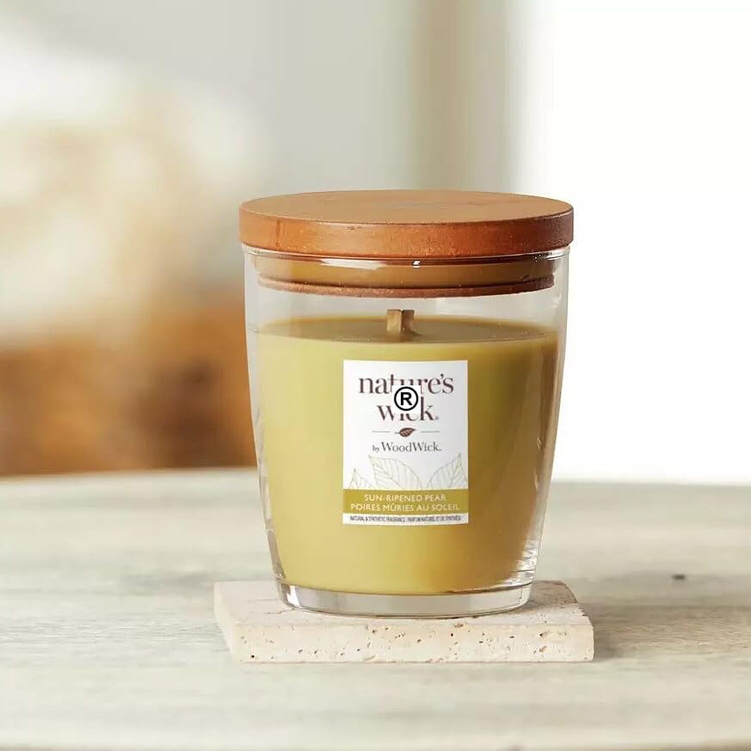 Natures Wick - Sun Ripened Pear Woodwick Medium Jar - Yellow