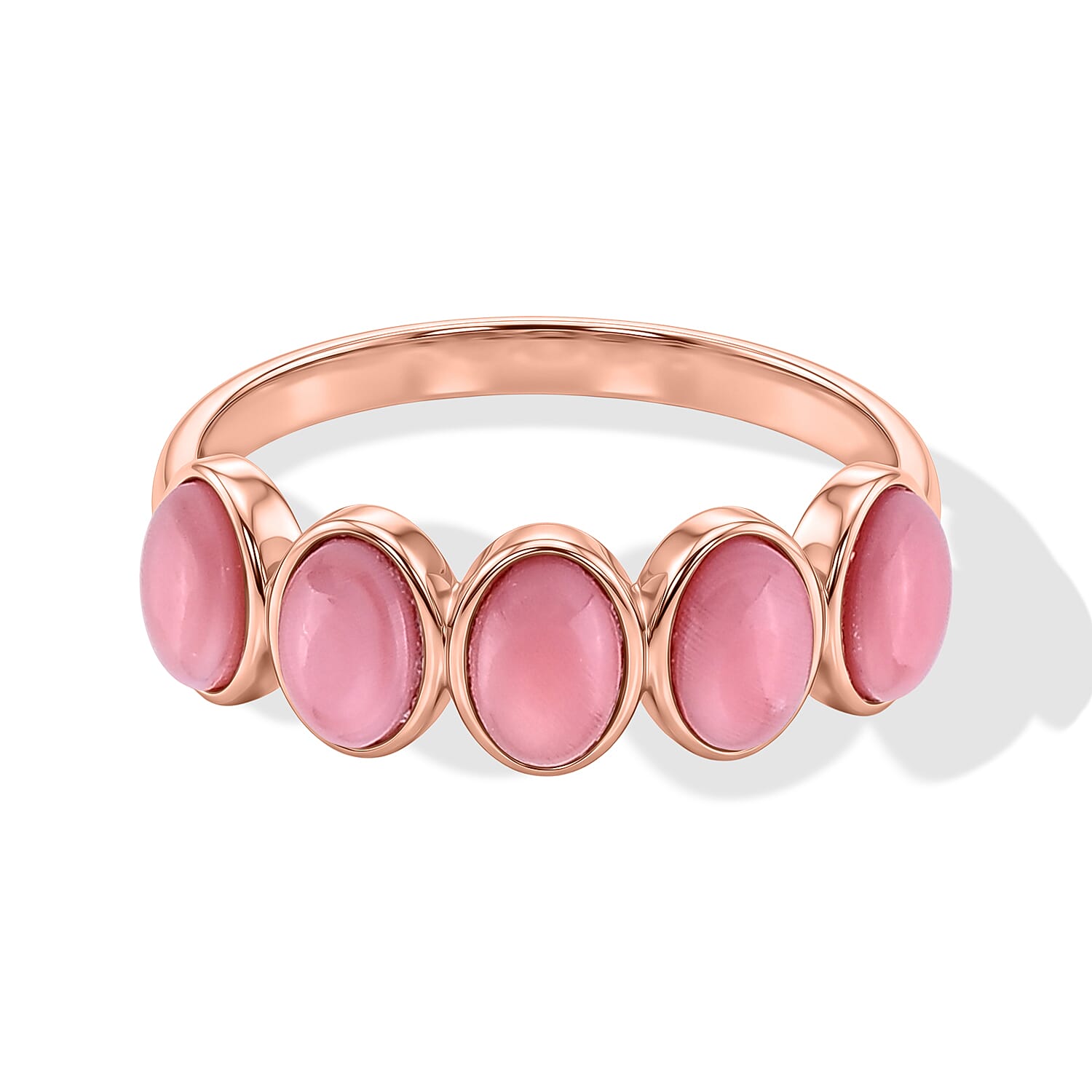 D'Joy - Pink Conch Shell 5 Stone Ring in Rose Gold Plated Sterling Silver