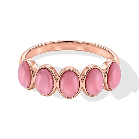 D'Joy - Pink Conch Shell 5 Stone Ring in Rose Gold Plated Sterling Silver 2.40 Ct.