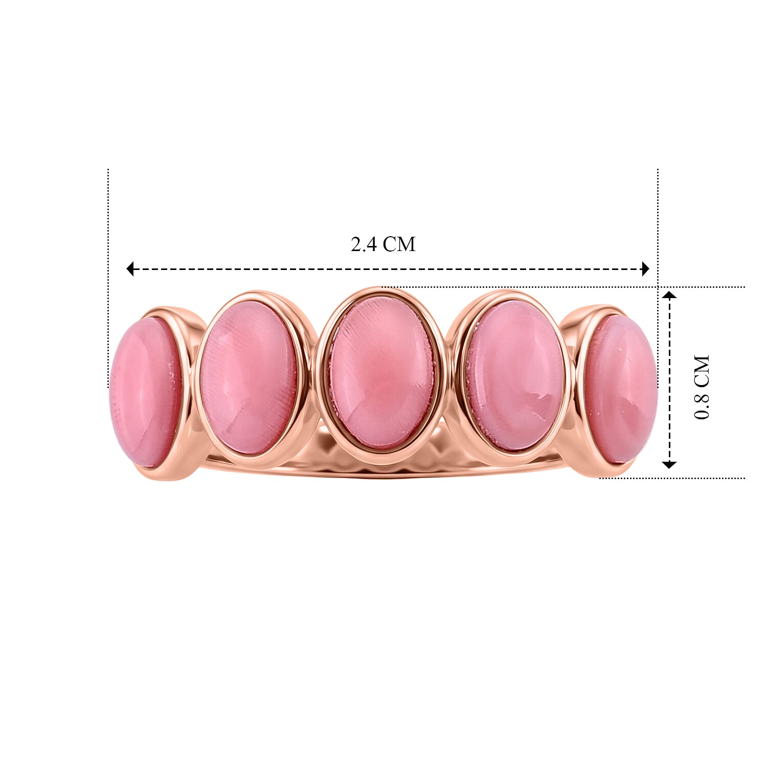 D'Joy - Pink Conch Shell 5 Stone Ring in Rose Gold Plated Sterling Silver