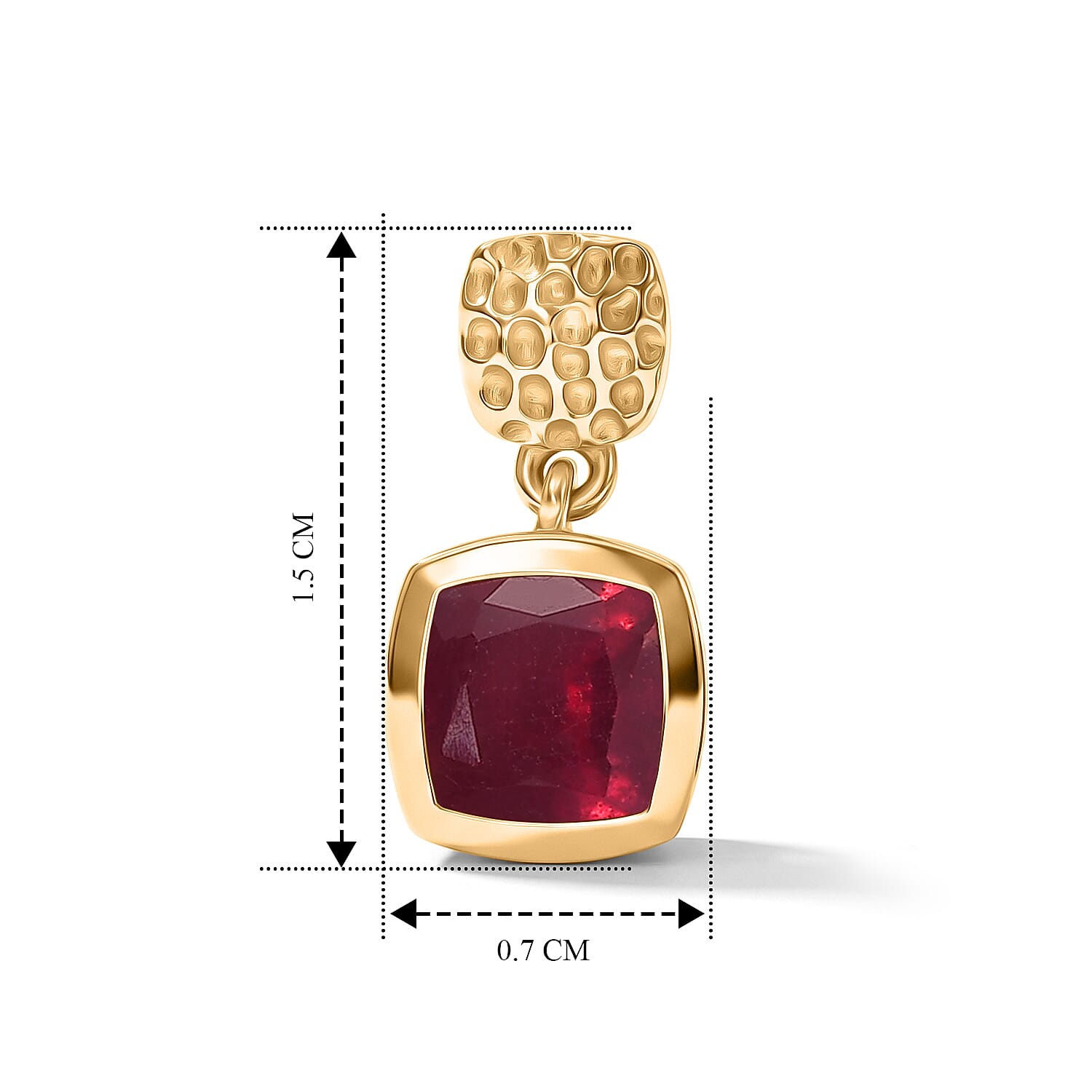 D'Joy - African Ruby Dangling Earring with Push Post in Yellow Gold Plated Sterling Silver 3.44 Ct.