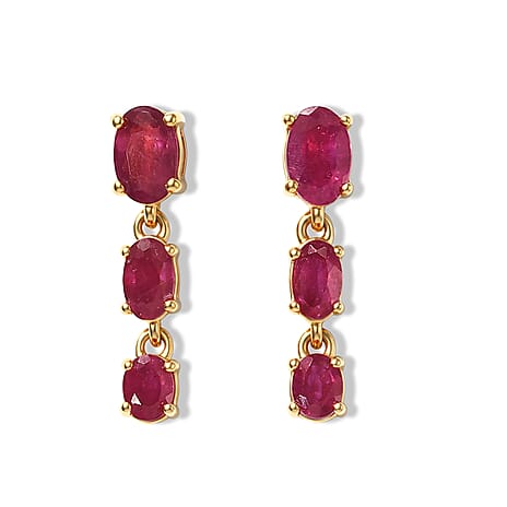 D'Joy African Ruby Dangling Earring Sterling Silver  2.502  Ct.