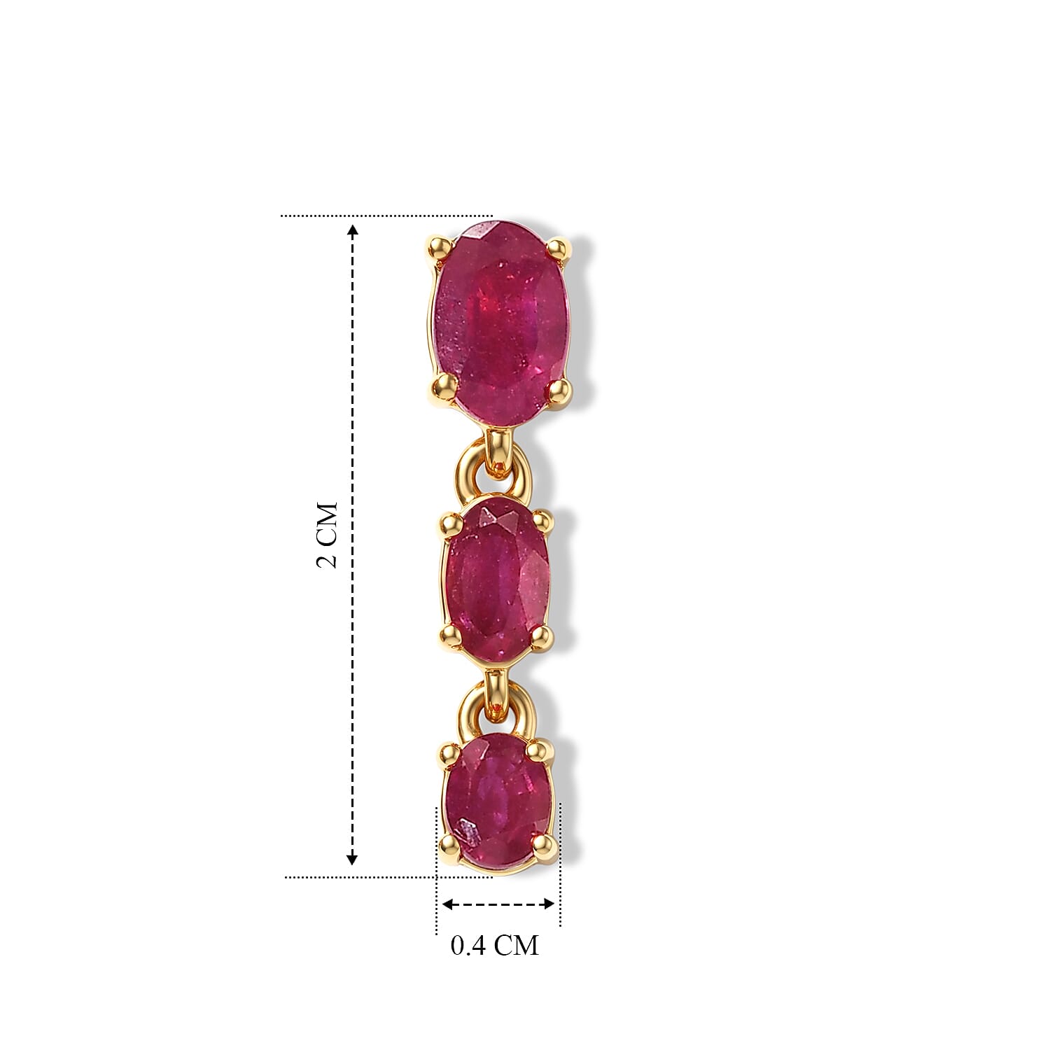D'Joy African Ruby Dangling Earring Sterling Silver  2.502  Ct.