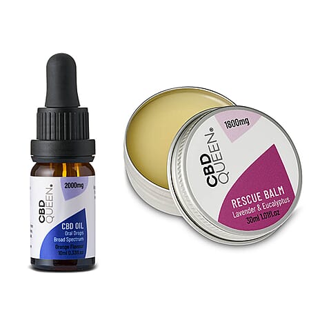 CBD Queen- Broad Spectrum Oil - 2000mg - Orange 10ml 20% with 30ml Muscle and Joint Balm