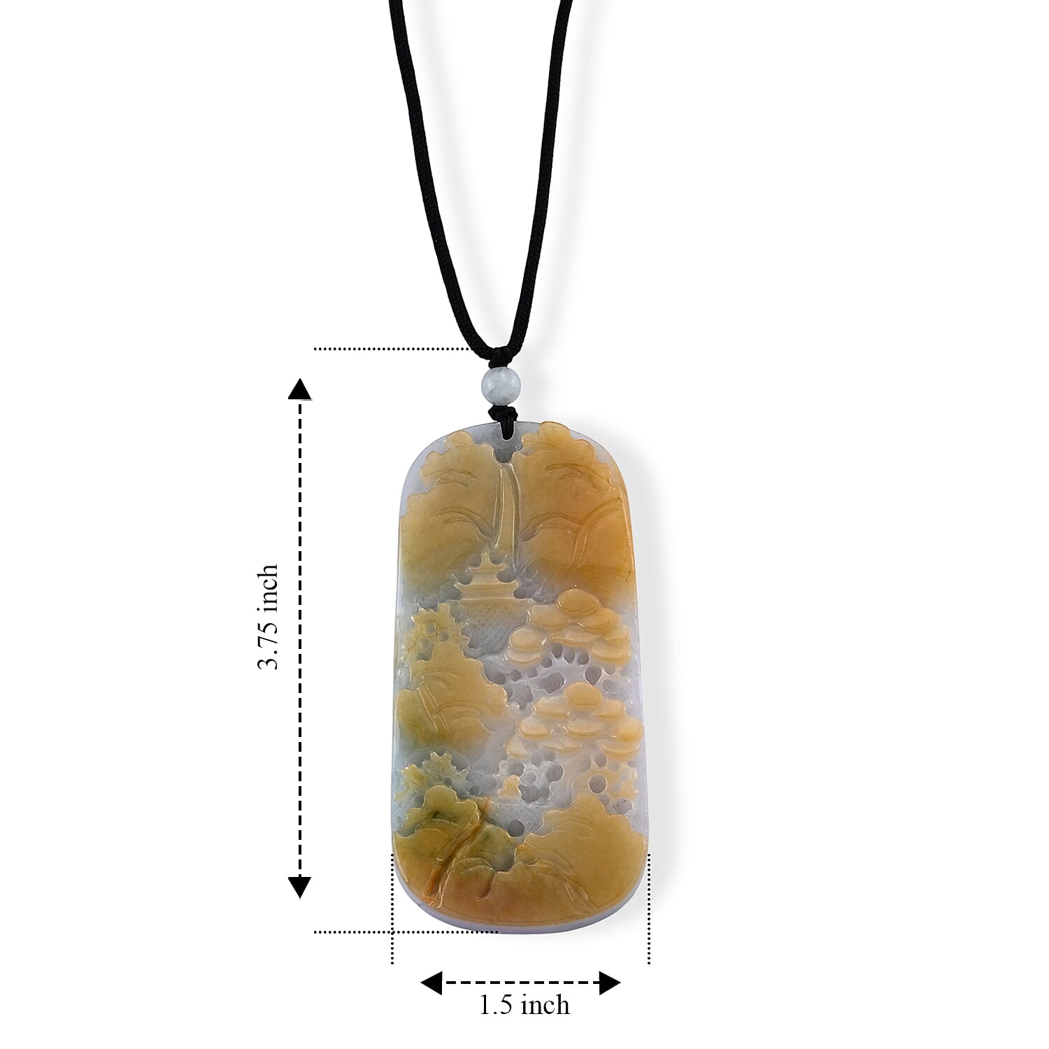 Chairman Collection Natural Type A Bi Colour Honey Burmese Jadeite Mountain Serenity Carved Necklace with (Size Adjustable Upto 28) 235.00 Ct.