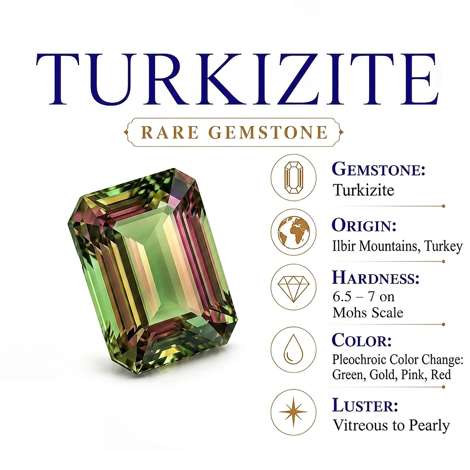 AAA Turkizite Square Cushion Cut Gemstone 1.00 Ct.