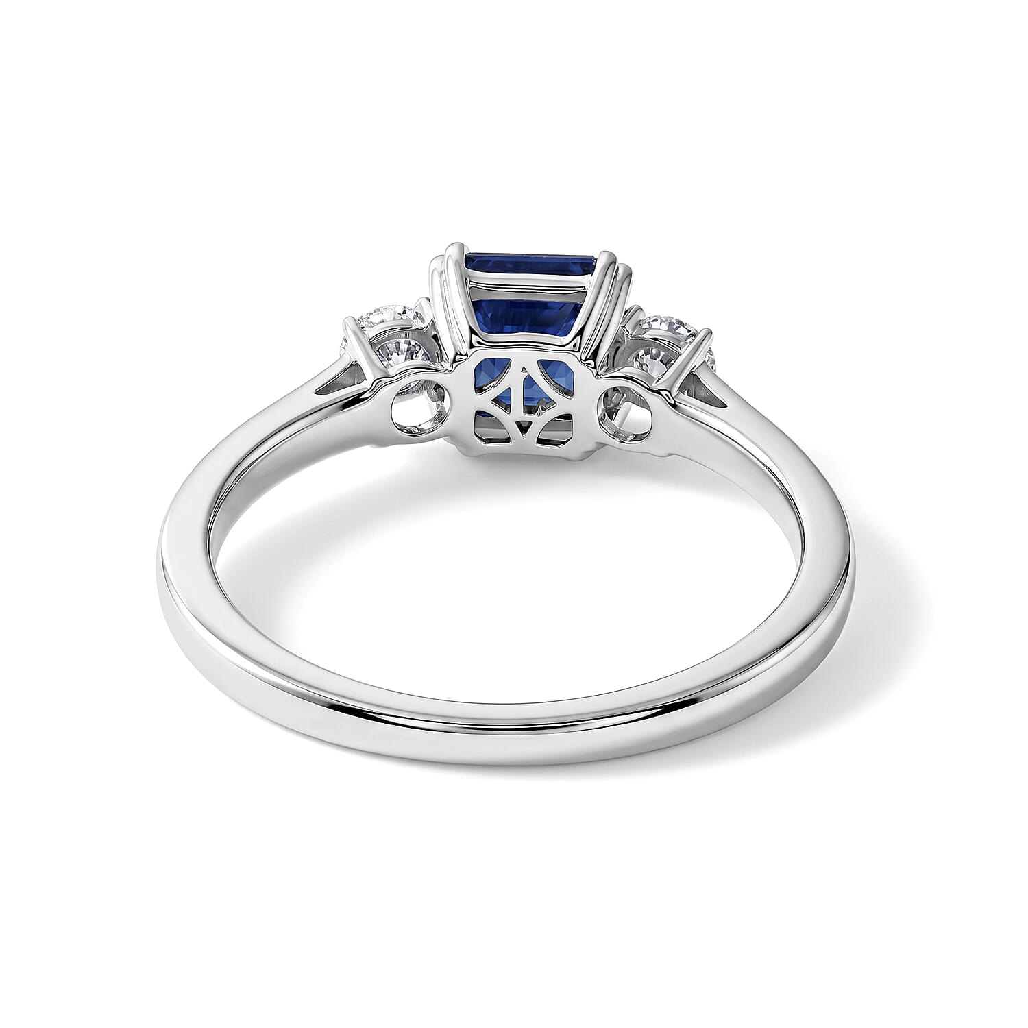 Luxuriant - Masoala Sapphire & Lab Grown Diamond Trilogy Ring in Rhodium Overlay Sterling Silver 1.84 Ct.