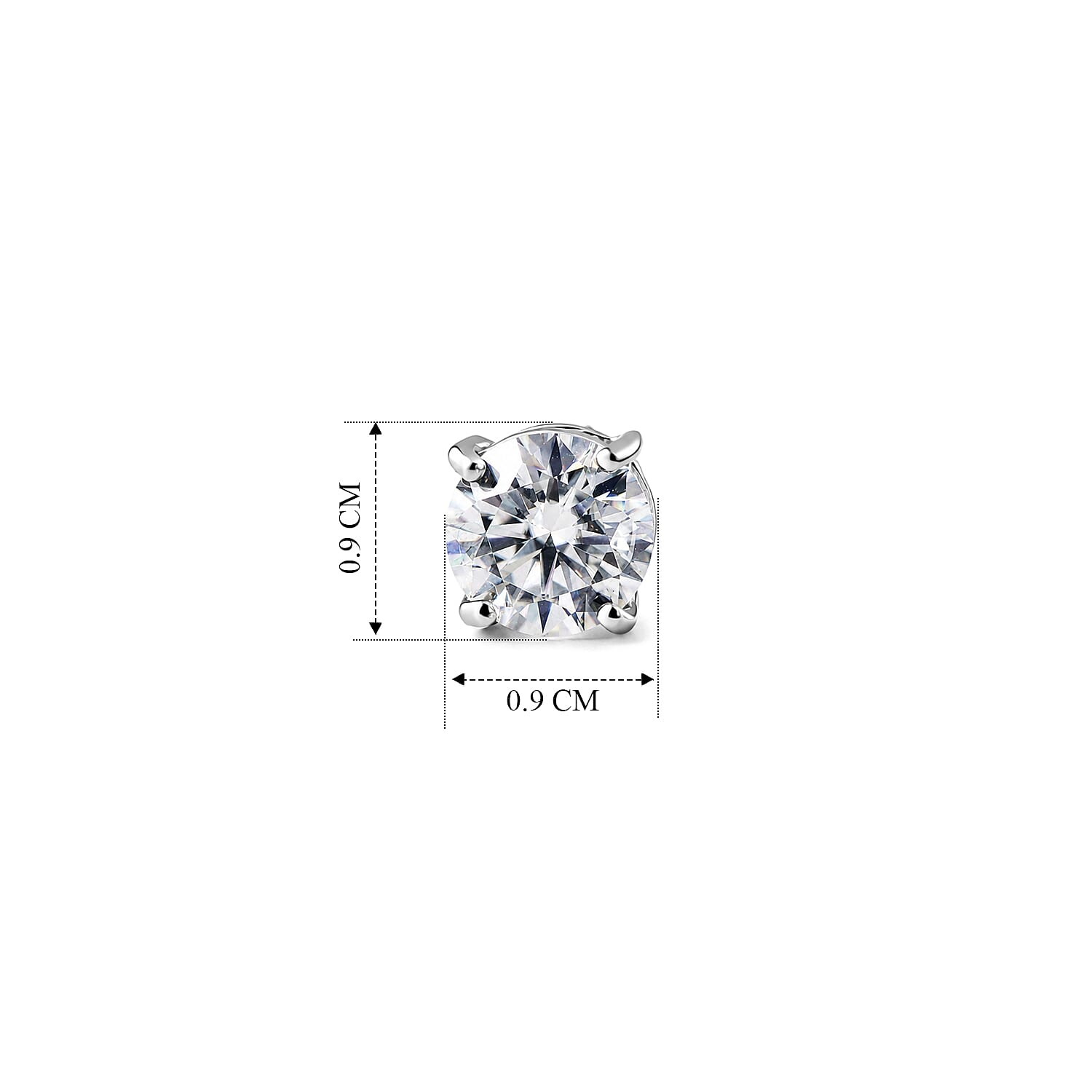 D'Joy - GRA Certified Moissanite Solitaire Stud Earring with Push Back in Rhodium Overlay Sterling Silver 3.80 Ct.