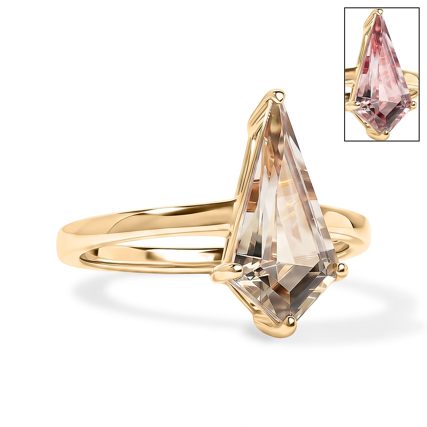 Hatton Garden Closeout - 9K Yellow Gold RARE KITE CUT AAA Natural Turkizite Solitaire Ring 2.10 Ct.