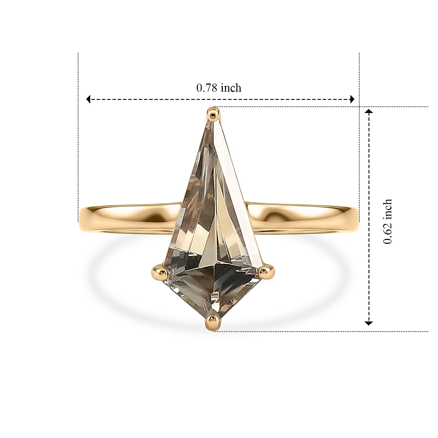 Hatton Garden Closeout - 9K Yellow Gold RARE KITE CUT AAA Natural Turkizite Solitaire Ring 2.10 Ct.