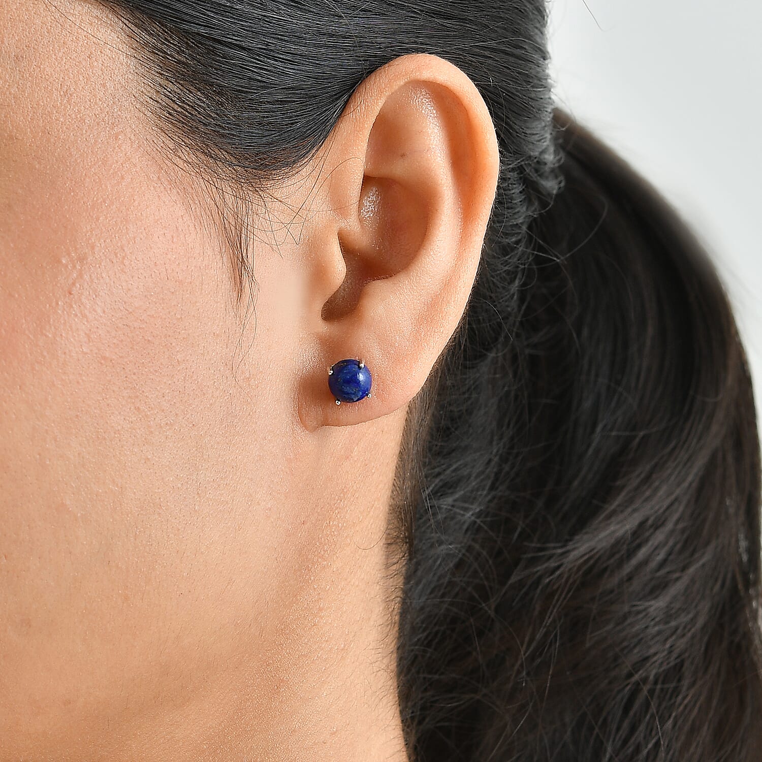 Lapis Lazuli Earring with Push Back in Platinum Overlay Sterling Silver 3.50 Ct.