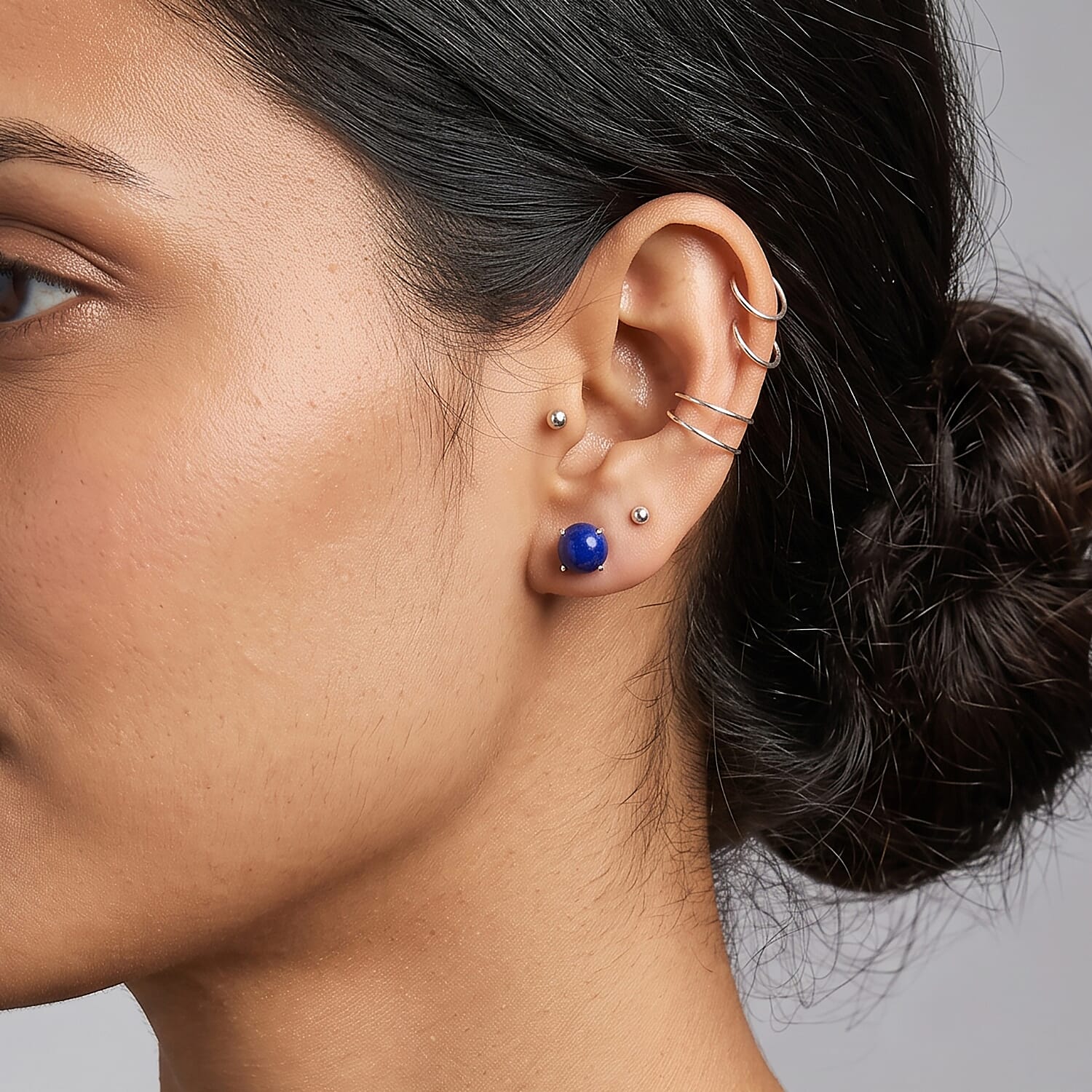 Lapis Lazuli Earring with Push Back in Platinum Overlay Sterling Silver 3.50 Ct.
