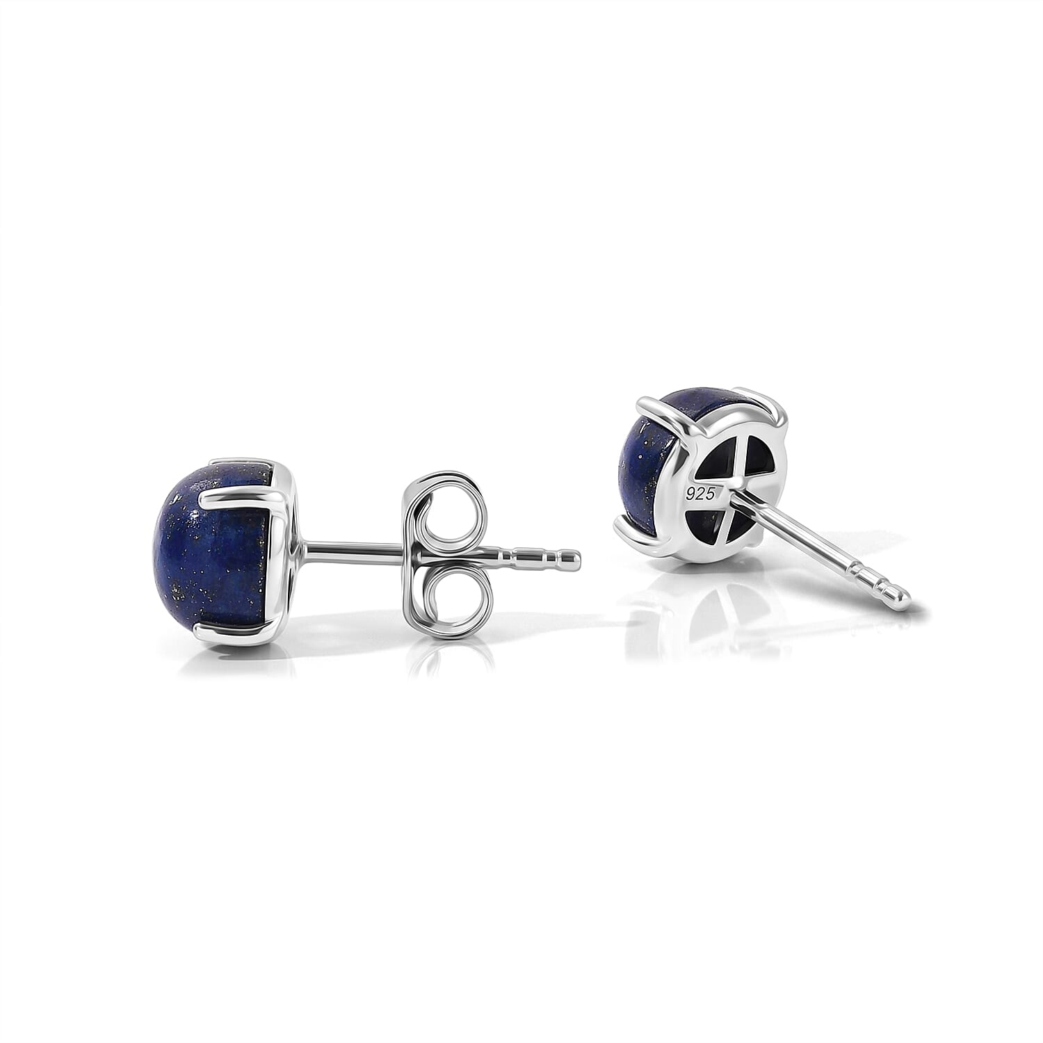 Lapis Lazuli Earring with Push Back in Platinum Overlay Sterling Silver 3.50 Ct.