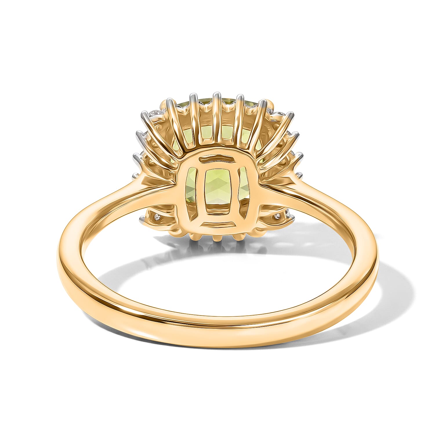 D'Joy Natural Premium Hebei Peridot  & Lab Grown Diamond Ring in 18K Vermeil Yellow Gold Plated Sterling Silver 2.59 Ct.