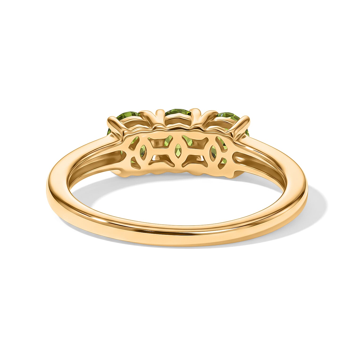 D'Joy - Natural Hebei Peridot Trilogy Ring in Yellow Gold Plated Sterling Silver 1.15 Ct.