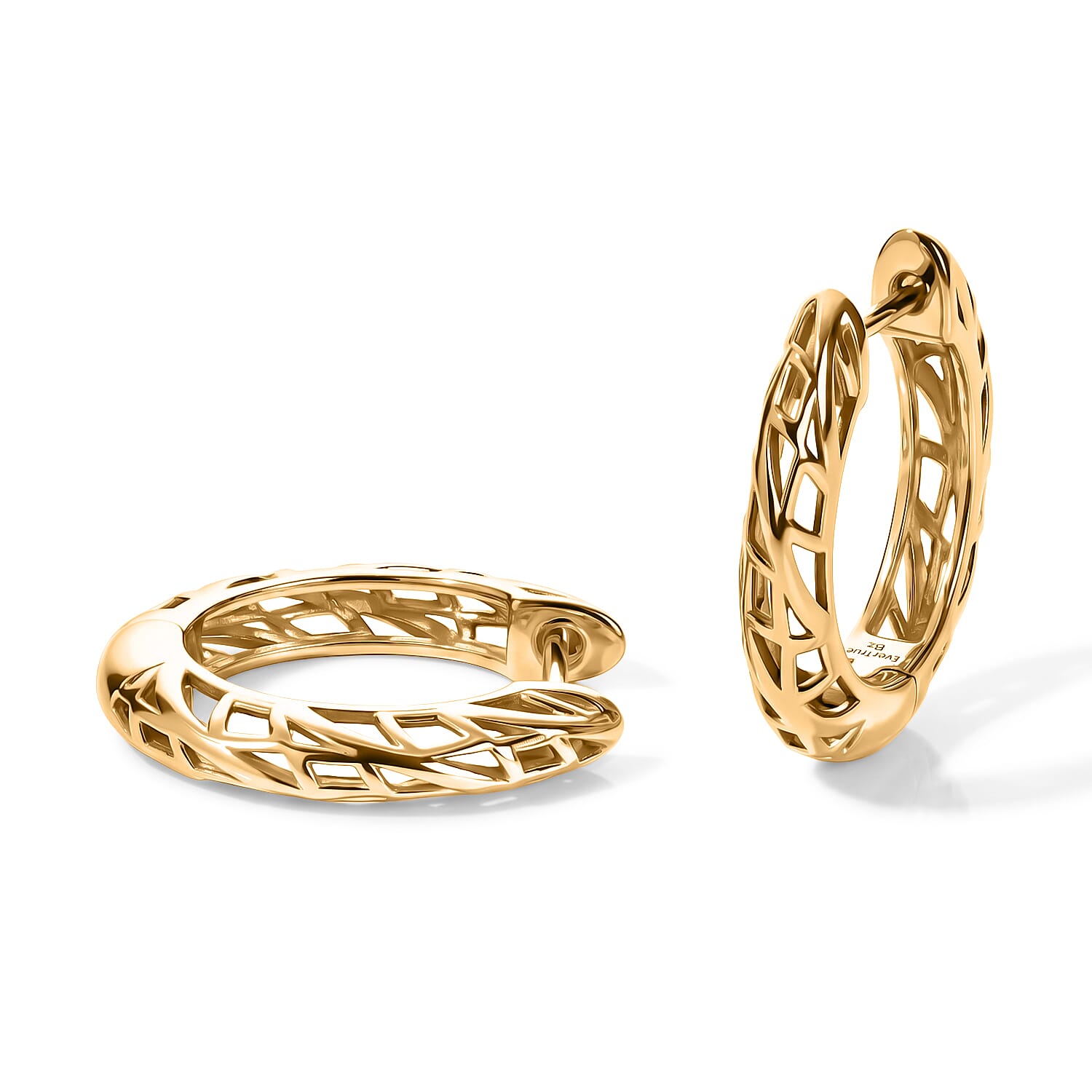 EverTrue Bronzella Collection - Huggie Earring with Clasp Back in Yellow Gold Tone