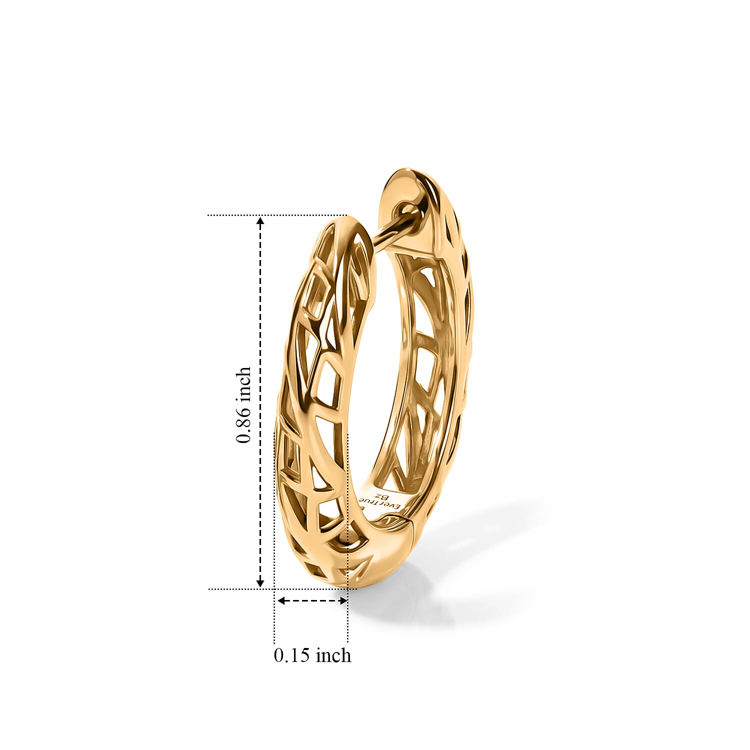 EverTrue Bronzella Collection - Huggie Earring with Clasp Back in Yellow Gold Tone