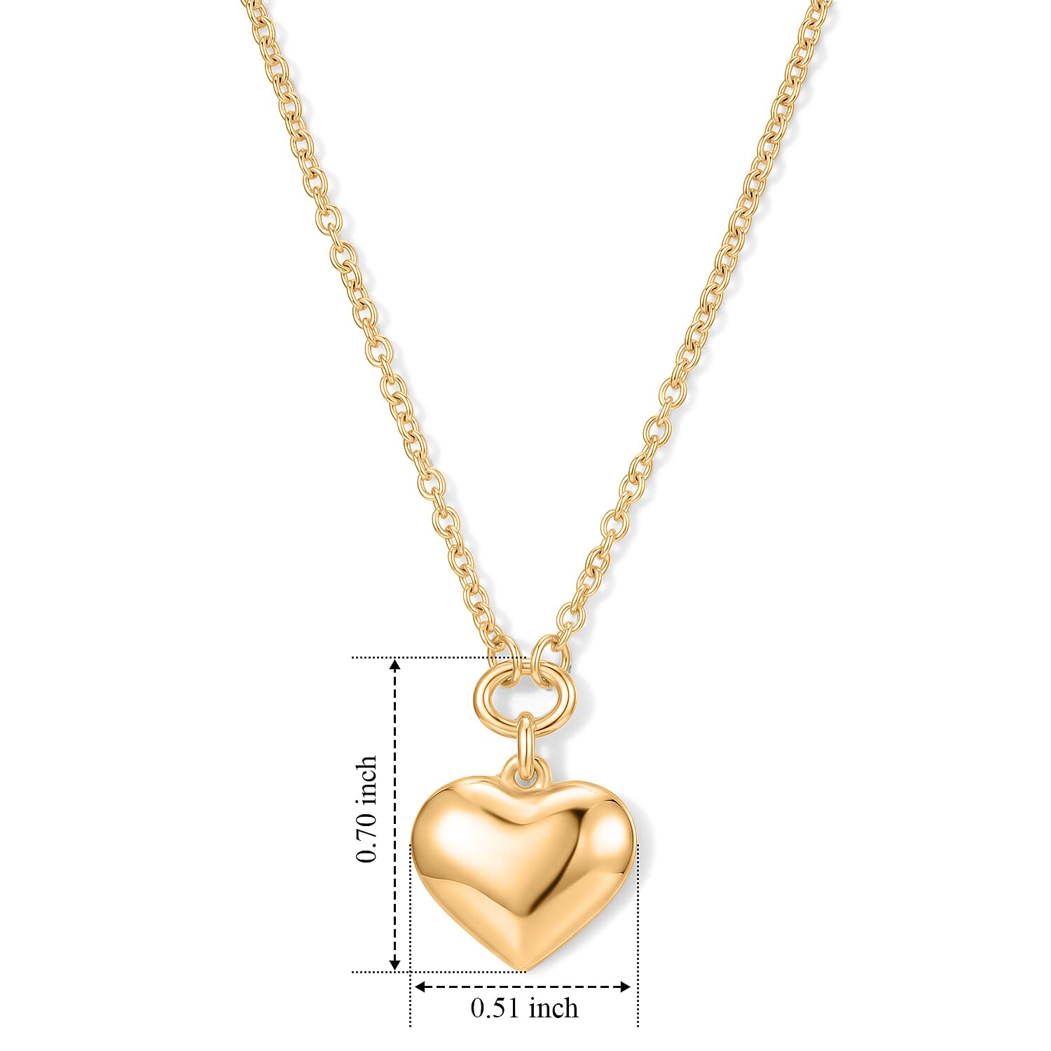 EverTrue Bronzella Collection - Heart Drop Necklace (Size - 20) in Yellow Gold Tone