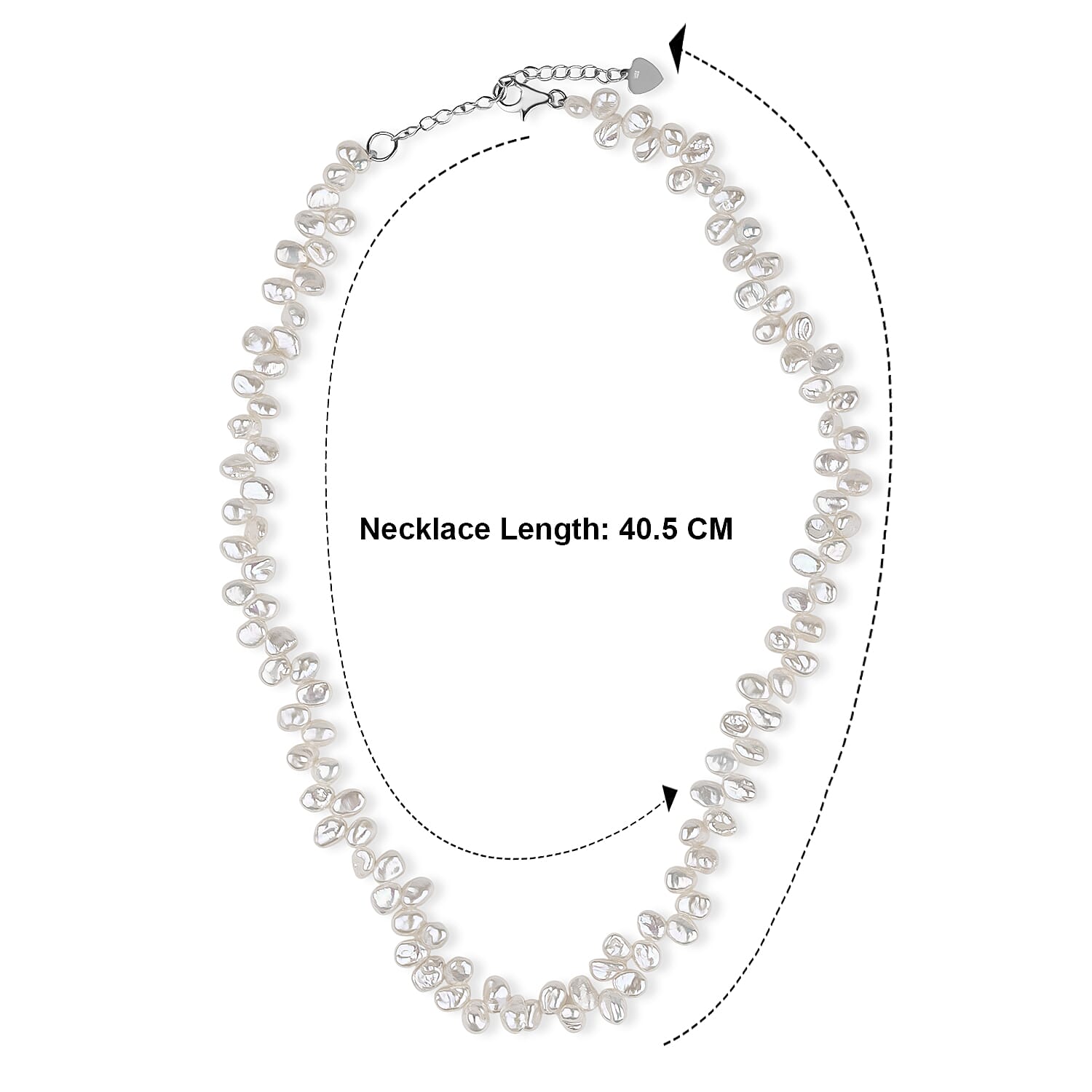 LA Closeout Deal Keshi Pearl Necklace (Size - 16 - 2Ext) with Sterling Silver Lobster Clasp