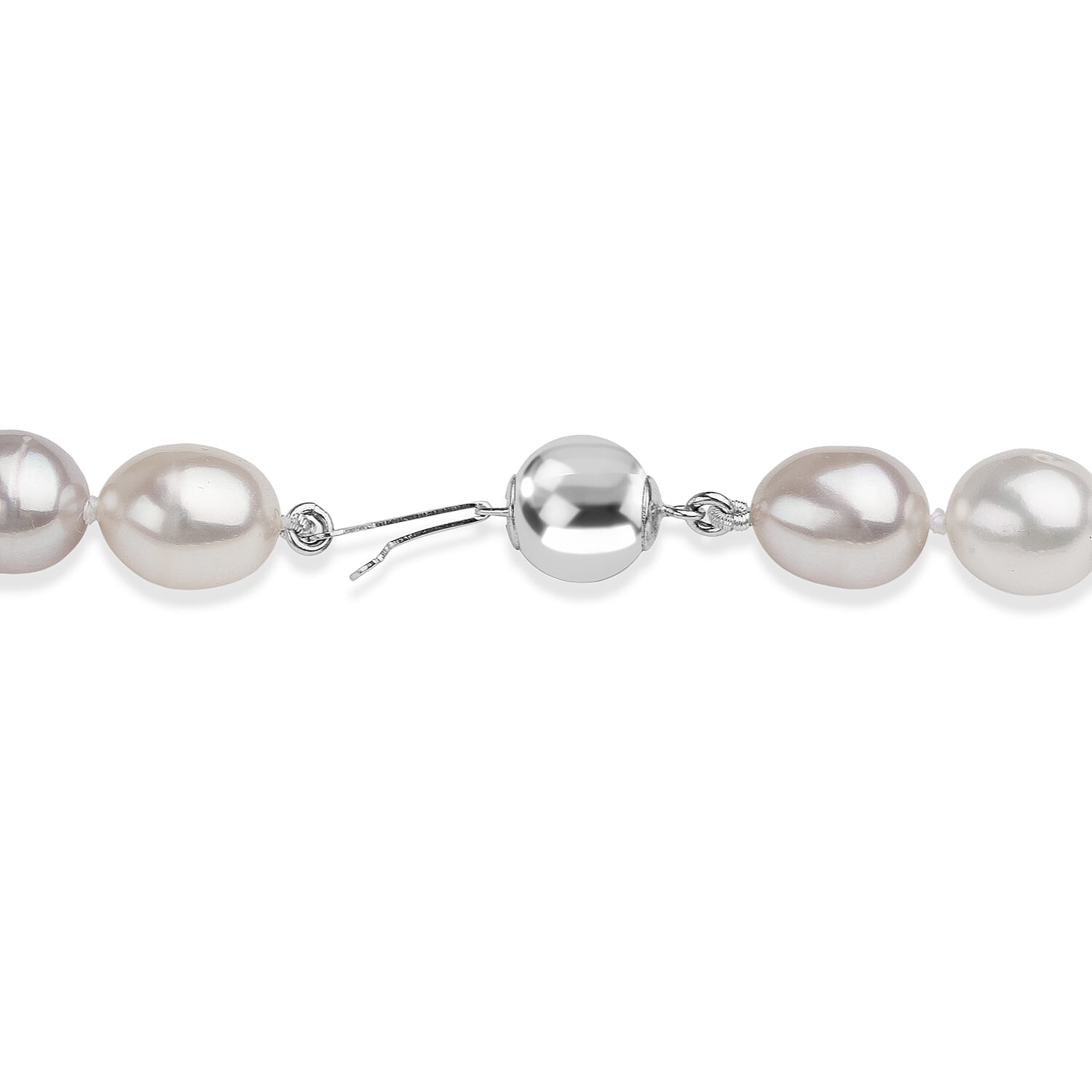 LA Closeout Deals Peach Fresh Water Pearl & White Fresh Water Pearl Necklace (Size - 18) with Sterling Silver Ball Clasp