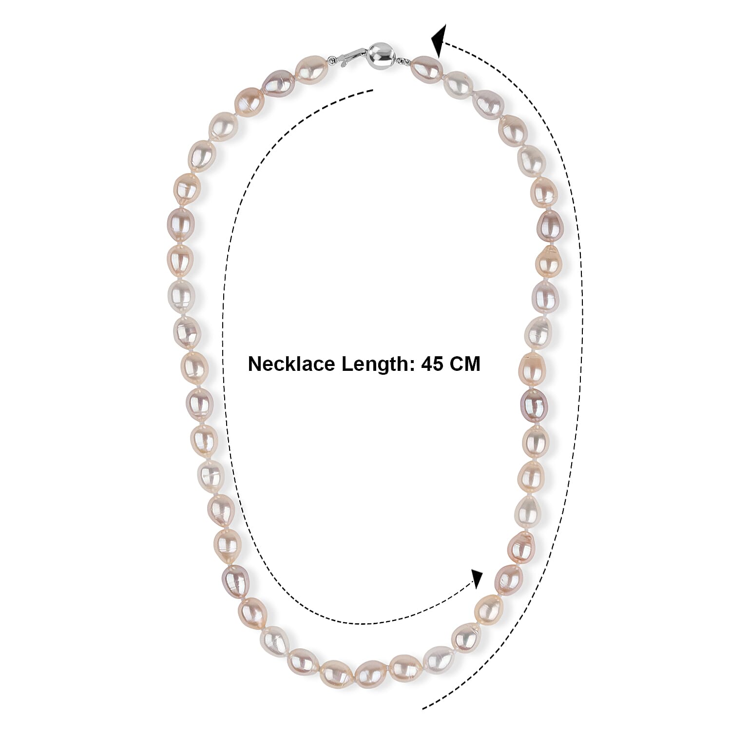 LA Closeout Deals Peach Fresh Water Pearl & White Fresh Water Pearl Necklace (Size - 18) with Sterling Silver Ball Clasp