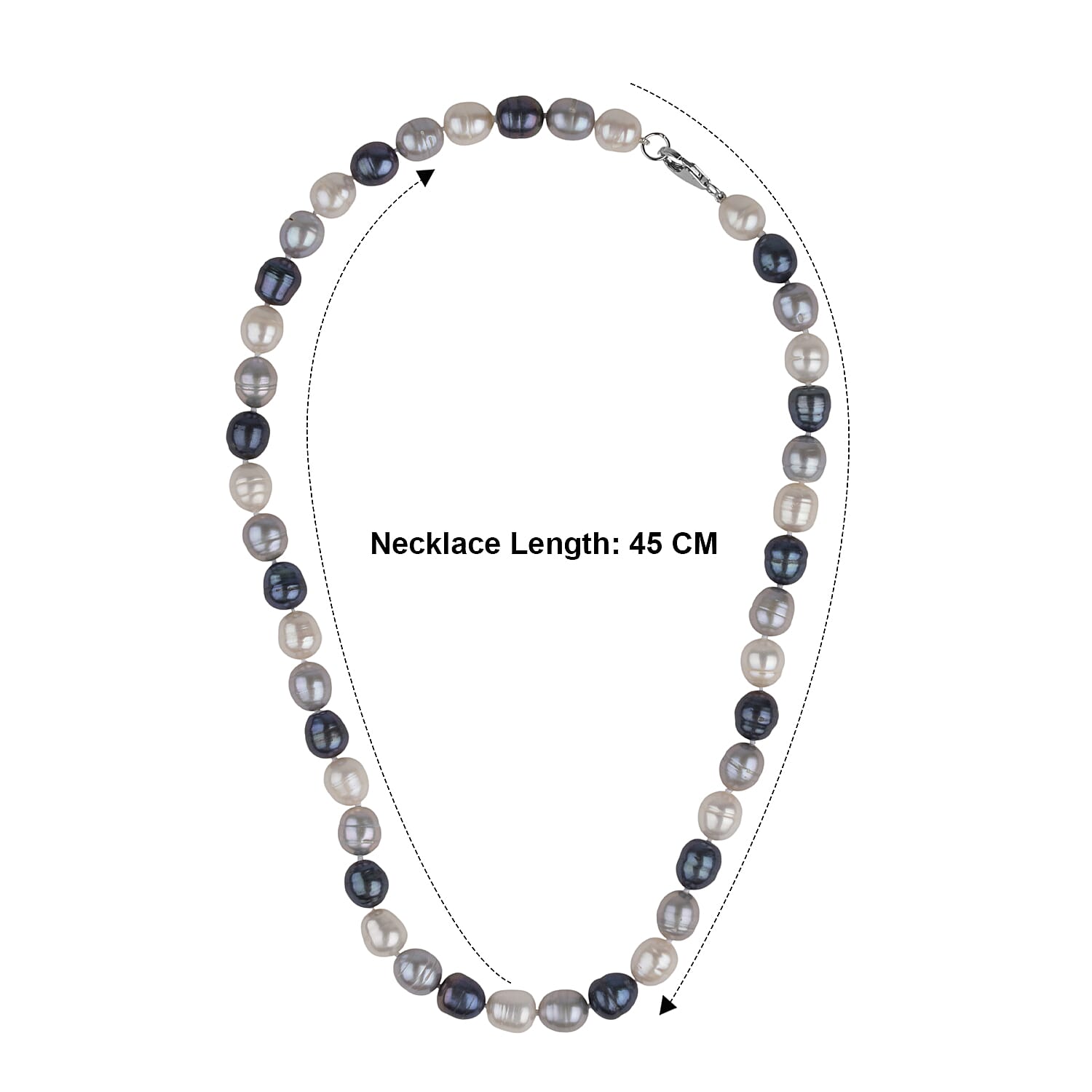 LA Closeout Deals Dyet Peacock,Silver & White Fresh Water Pearl Necklace (Size - 18) with Sterling Silver Lobster Clasp 185.00 Ct.